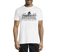 Bikesexual I'll Ride Just About Anything Funny Bicycle Meme Crew Neck Cotton Men's T-Shirt White Large