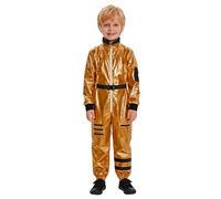 BIKETAFUWY Kids Astronaut Jumpsuit Metallic Effect Soft Reflective Fabric Multi Color Adjustable Belt for Halloween Party Space Theme School Activity