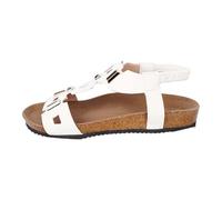 BIKETAFUWY Women's Flat Sandals, Nu-Feet, Summer Open Foot, Open Toe, Open Toe, Open Toe, Metal Details, Elastic Back Strap, Flat Sole, Summer Beach City, 01 White, 4 UK