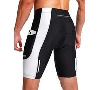 Bikewa Men's Bike Shorts 3D Padded Cycling Road Biking Mountain Riding Biker Bicycle UPF 50+ Cycle Shorts Zipper Pockets, Black White, L