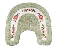 BIKHYY 1 Pack Non-slip Bath Mat Rose Flower Rug Soft Shaggy Absorbent Bathroom Bathmat U-Shaped Floral Toilet Bath Shower Mat Kitchen Mat Door Mat Rug 50x50cm, Green