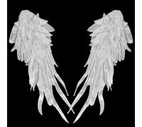 BIKHYY 1 Pair Large 3D Lace Embroidered Wings White Applique Neckline Lace Trim Sewing On Embellishments Patches for Dress Skirt Custom Clothing