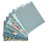 BIKHYY 8 Pieces 18X22 inches Blue Green Floral Cotton Fabric Fat Quarter Bundles Rose Patchwork Pre-Cut Fabric for DIY Sewing Crafting, 18x22inches (Rose Green)