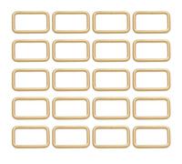 BIKICOCO Metal Rectangle Ring Buckles Square Strap Webbing Belt Rings for Bag Purse Non Welded 1-1/2 x 3/4 Inch, Gold, Pack of 20