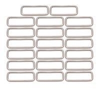 BIKICOCO Metal Rectangle Ring Buckles Square Strap Webbing Belt Rings for Bag Purse Non Welded 2 x 5/8 Inch, Silver, Pack of 20
