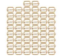 BIKICOCO Metal Slide Adjuster Buckle Tri-Glides with Movable Center Bar, for Straps, 5/8 x 1/2 Inch, Light Gold, Pack of 50