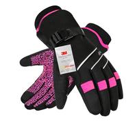 BIKINGMOREOK Thinsulate Winter Gloves Waterproof -30°F 3M Ski Gloves Warm Touchscreen Gloves Windproof Cycling Gloves Men Women Pink XS