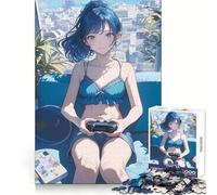 Bikini Anime Girl Gamer for Adults 1000 Piece Jigsaw Puzzle Boost Memory Tranquil Pastime Quality Cut Bday Surprise (50x75cm)