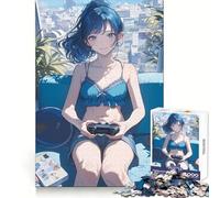 Bikini Anime Girl Gamer Teenagers 1000 Piece Jigsaw Puzzle Reasoning Skill Stress Relief Fun Sharp Cut Best Gift (38x52cm)