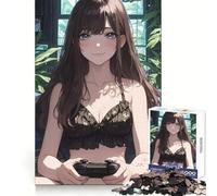 Bikini Anime Girl Gaming Jigsaw Puzzles 1000 Piece for Adults Intellectual Fun Calm Distraction Sharp Cut Thoughtful Gift (38x26cm)