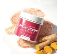 Bikini Area Body Scrub with AHA & BHA, Turmeric Exfoliating Scrub 100g | Helps smooth rough skin, gently exfoliates bikini line & underarms, softens skin after hair removal, moisturising formula