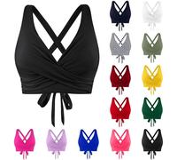 Bikini BH Damen Bademoden Bikinioberteil Große Brüste Damen Push up Bikini Top Gepolstert Swimsuit Bra Sport BH Trocknend Padded Neckholder Rückenfrei Bikini Oberteil mit Polster ohne (A01-Black, L)