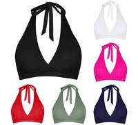Bikini BH Damen Bademoden Bikinioberteil Große Brüste Damen Push up Bikini Top Gepolstert Swimsuit Bra Sport BH Trocknend Padded Neckholder Rückenfrei Bikini Oberteil mit Polster ohne (A03-Black, XL)