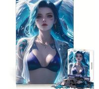 Bikini Fox Girl Pool Adults 1000 Pieces Puzzle Reasoning Practice Easy Enjoyment Premium Edges Lovely Gift (38x52cm)