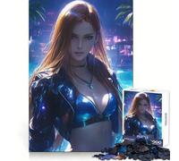 Bikini Girl Anime At Night Jigsaws 1000 Pieces for Adults Mental Sharpness Cozy Pastime Precise Fit Holiday Treat (38x26cm)