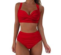 Bikini Set Aesthetic Sale, Plus Size Bikini Swimsuit, Tie Sides Thong Triangle Brazilian Women's Halter Push up Triangle Bikini Bow Tie Back Low Waisted Sexy Thong Bikini Gifts for Her UK Stock Sale