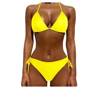 Bikini Set Padded Push up Sale, 2 Piece Ladies Swimming Costumes, Mid Waisted Women's Bikini Set V Neck Padded Bathing Suits Swimsuits for Mum Cheap