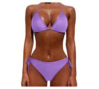 Bikini Set Padded Push up Sale, 2 Piece Ladies Swimming Costumes, Mid Waisted Women's Bikini Set V Neck Padded Bathing Suits Swimsuits for Mum Cheap