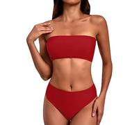 Bikini Set Padded, Push Up Womens Swimming Costumes, Removable Soft Cups 3 Piece Swimwear for Women Halter Swim Tops Briefs Trunk Sets Funny Gifts for Women Warehouse Deals Clearance
