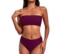 Bikini Set Red, V Neck Ladies Swimming Costumes, Spaghetti Strap Halterneck Women Swimsuits Criss Cross Drawstring Side Bikini Sets Gifts for Her Deals of The Day