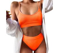 Bikini Sets for Women Ladies Swimming Costume for Women 2 Piece Swimwear Two Piece Swimsuit Women Womens Swimsuits Bathing Suit High Waist Bandeau Bikini High Waisted Bikinis Sets for Women Orange L