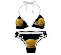 Bikini Sets for Women Space Rings of Saturn Planets Beach Bathing Suit Multicoloured