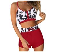 Bikini Sets for Women UK Bikini for Women Sexy Plus Size Bikini Sets for Women UK Plus Size Bikini Tops for Women High Waisted Bikinis Set Sets Bikini Tummy Control Swimwear Red