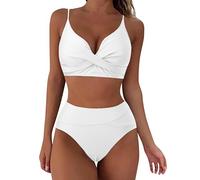 Bikini Sets for Women UK High Waisted Sale, Push up Twist Front Beach Wear Tummy Control Two Piece Women's Bikini Tops with Bottom Quick Dry Ladies Bikini Sets for Women UK Summer Holiday Essentials