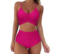 Bikini Sets for Women UK High Waisted Sale, Push up Twist Front Beach Wear Tummy Control Two Piece Women's Bikini Tops with Bottom Quick Dry Ladies Bikini Sets for Women UK Summer Holiday Essentials