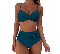 Bikini Sets for Women UK High Waisted Sale, Push up Twist Front Beach Wear Tummy Control Two Piece Women's Bikini Tops with Bottom Quick Dry Ladies Bikini Sets for Women UK Summer Holiday Essentials