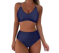 Bikini Sets for Women UK High Waisted Sale, Push up Twist Front Beach Wear Tummy Control Two Piece Women's Bikini Tops with Bottom Quick Dry Ladies Bikini Sets for Women UK Summer Holiday Essentials
