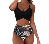 Bikini Sets for Women UK High Waisted Sale, Push up Twist Front Beach Wear Tummy Control Two Piece Women's Bikini Tops with Bottom Quick Dry Ladies Bikini Sets for Women UK Summer Holiday Essentials
