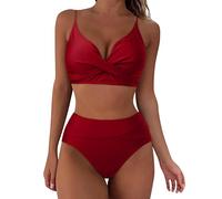 Bikini Sets for Women UK High Waisted Sale, Push up Twist Front Beach Wear Tummy Control Two Piece Women's Bikini Tops with Bottom Quick Dry Ladies Bikini Sets for Women UK Summer Holiday Essentials