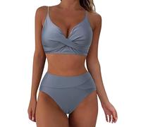Bikini Sets for Women UK High Waisted Sale, Push up Twist Front Beach Wear Tummy Control Two Piece Women's Bikini Tops with Bottom Quick Dry Ladies Bikini Sets for Women UK Summer Holiday Essentials