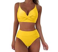 Bikini Sets for Women UK High Waisted Sale, Push up Twist Front Beach Wear Tummy Control Two Piece Women's Bikini Tops with Bottom Quick Dry Ladies Bikini Sets for Women UK Summer Holiday Essentials