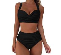 Bikini Sets for Women UK High Waisted Sale, Push up Twist Front Beach Wear Tummy Control Two Piece Women's Bikini Tops with Bottom Quick Dry Ladies Bikini Sets for Women UK Summer Holiday Essentials