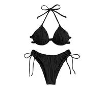 Bikini Sets for Women Uk, Plus Size Bikini Set with Brief, Bow Tie Back Low Waisted Women Two Piece Tankini Swimsuits High Waist Halter Vintage Bikini Set Womens Gifts Lightning Deals of the Day