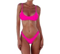 Bikini Sets for Women UK Push Up Low Waist Sexy Triangle Thong 2 Piece Bikini Swimsuits Ladies Casual Solid Bathing Suits Padded Beachwear Fashion Bathing Suits No Rims Swimming Costume