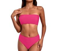Bikini Sets for Women UK, Push Up Swimsuits for Women, Tie Sides Thong Triangle Brazilian 3 Piece Swimwear for Women Halter Swim Tops Briefs Trunk Sets Gifts for Men Valentine Gifts Hotpink