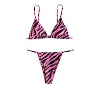 Bikini Sets for Women UK Sexy Bottom Triangle Top Low Waisted Thong 2 Piece Leopard Print Swimsuits Ladies Swimming Costume Bathing Suits Purple