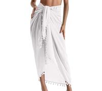 Bikini Sets for Women UK Swimming Costume with Shorts Lightweight Tassel Trim Beach Sarong Wrap Skirt Soft Tummy Control Swimsuit Swim Dresses White