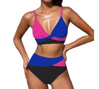 Bikini Sets for Women UK Two Piece Color Block Swimming Costumes Womens High Waisted Plus Size Swimwear Full Coverage Swimsuits for Women's Sexy Push up Bikini Set Beachwear Sale