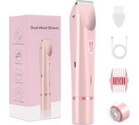 Bikini Shaver Dual Head Multi-Purpose Hair Trimmer 2-in-1 USB Charge Trimmer Iui Shaver for Women(Pink)