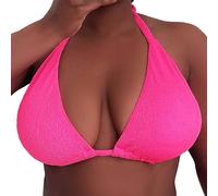 Bikini Top Women's Sports Bra Plain Bikini Top Large Sizes Bra Push Up Swimsuit Top Swimsuit Top Soft Comfortable Tank Top Large Breasts Bikini Tops V Neck Wrap Look Bralette Swimwear, Hot pink, XL