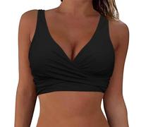 Bikini Tops for Women Cropped Tankini Tops Beach Full Coverage Padded Swimsuit Bathing Suit Tops Wirefree Cut Out Adjustable Tank Swimwear Top Sports Bras Only
