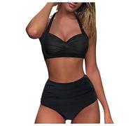 Bikini Tops for Women UK Plus Size 2 Piece V Neck Push up Bikini Swimsuit Halter Vintage Quick Dry Bikini Set for Women Strapless Bikini Valentines Gifts for Her