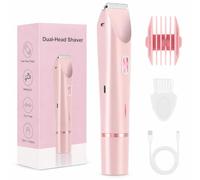 Bikini Trimmer for Women - 2-in-1 Dual-Head Shaver with Ceramic Blade, Type-C Rechargeable, IPX7 Waterproof Wet & Dry Razor for Bikini Line, Legs, Underarms, Face & Intimate Areas