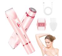 Bikini Trimmer for Women, 2 in 1 Electric Razors for Women, Dermave Bikini Shaver, IPX7 Waterproof & Easy Cleaning, Ceramic Blade, 120 Min Cordless Runtime, Ultra Low Silent(Pink).