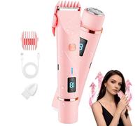 Bikini Trimmer for Women, 2-in-1 Gentle Hair Remover with LED Display & Floating Ceramic Blades, IPX7 Waterproof Electric Shaver for Face Body Bikini Line, USB-C Fast Charge for Travel