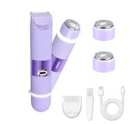 Bikini Trimmer for Women, Glow Aura Womens Shaver, Quiet Dual Head Waterproof Cordless Rechargeable Painless Trimmer for Underarms, Legs, Body (Purple)